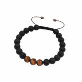 Libela Pulsera de Piedras Volcánicas con Ojo de Tigre Piedras Naturales, Brazalete para Hombre y Mujer en Hilo Encerado y Cierre con Nudo Corredizo Ajustable